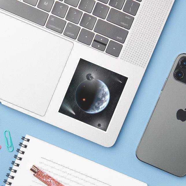 Adesivo Planeta Semelhante À Terra Com Oceanos Revendo Sua (Notebook com iPhone)