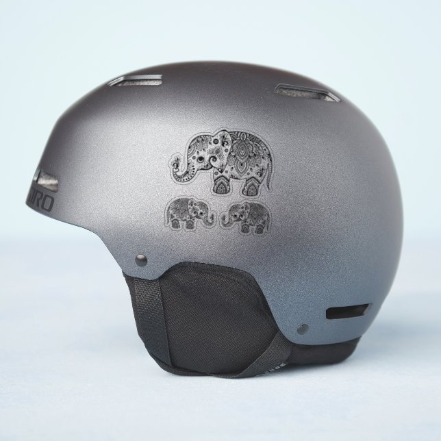 Adesivo Planta floral de elefante preto (Lado do capacete)