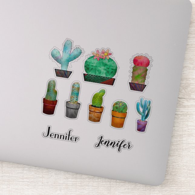 Adesivo Plantas de cacto e nome personalizado Sticker (Detalhe)
