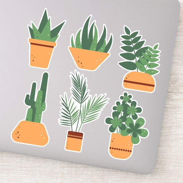 Adesivo Plantas internas em potes. Conjunto botânico de (Detalhe)