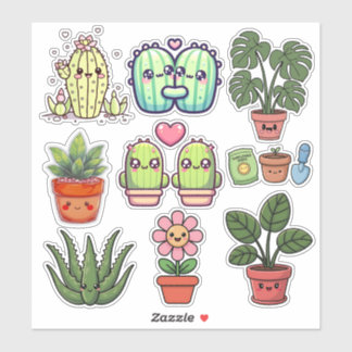 Adesivo Plantas Kawaii Fofas