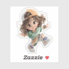 Adesivo Playful Cap Girl – Premium Chibi Art Sticker