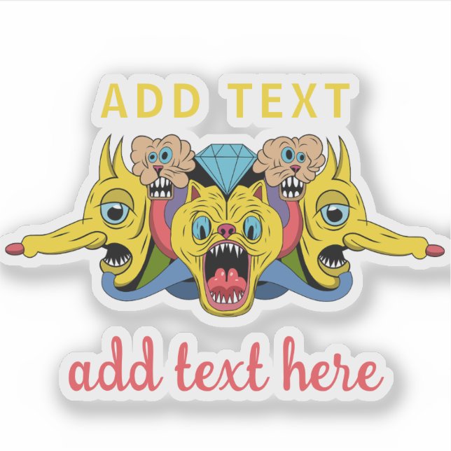 Adesivo playful multicolor cartoon psychedelic creature (Frente)