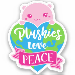 Adesivo Plushies Love Peace Terra do Coração de Kawaii C
