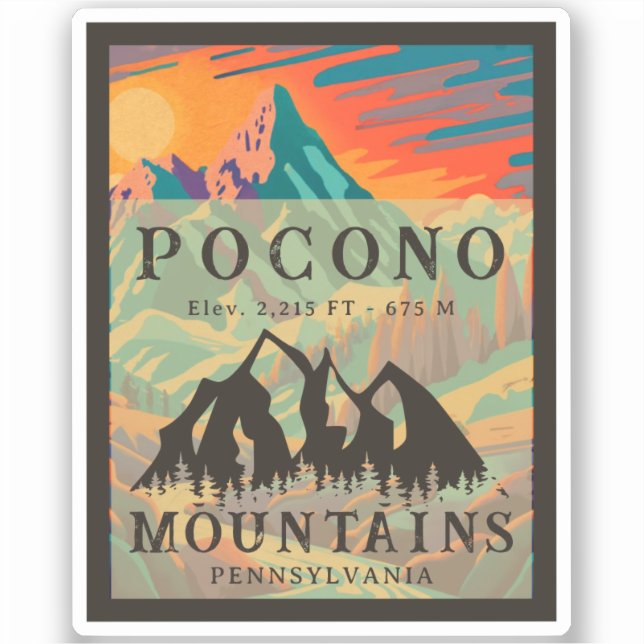 Adesivo Pocono Mounains Pensilvânia - Retro Souvenirs (Frente)