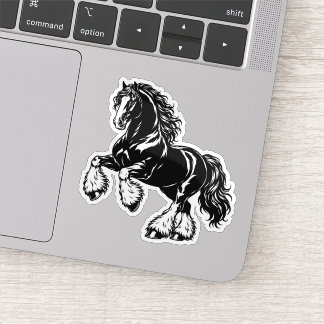 Adesivo Poderosa ilustração de cavalo Shire preto e branco