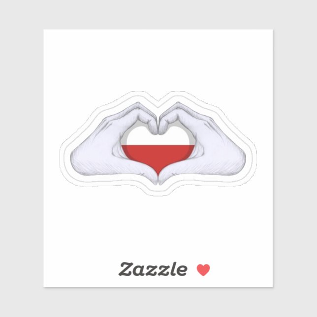 Adesivo Poland Flag Heart Hands Decal Sticker (Folha)