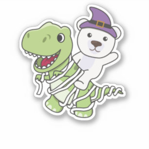 Adesivo Polar Bear Feliz Halloween T-rex Mummy Costume