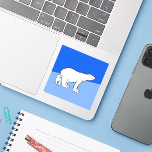 Adesivo Polar Bear Mãe e Pintura em Cubo - Arte Selvagem