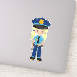 Adesivo Polícia, Policial, Policial, Cabelo Loiro