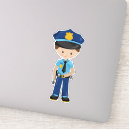 Adesivo Policial, Policial, Policial, Cabelo Marrom