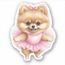 Pomerânia Ballerina Sticker 3 x 3