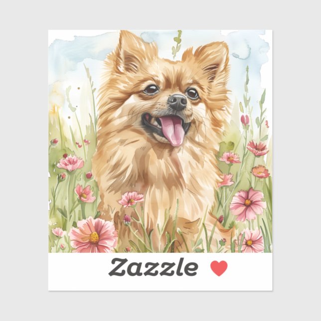 Adesivo Pomeranian Sticker – Watercolor Design (Folha)