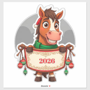 Adesivo Pônei de Desenho Animado Fofo Com Faixa Festiva