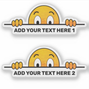 Adesivo Ponteiro Cartoon Face Texto Personalizado Cortar C
