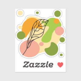 Adesivo Pontos de abstrato interessantes com folhas