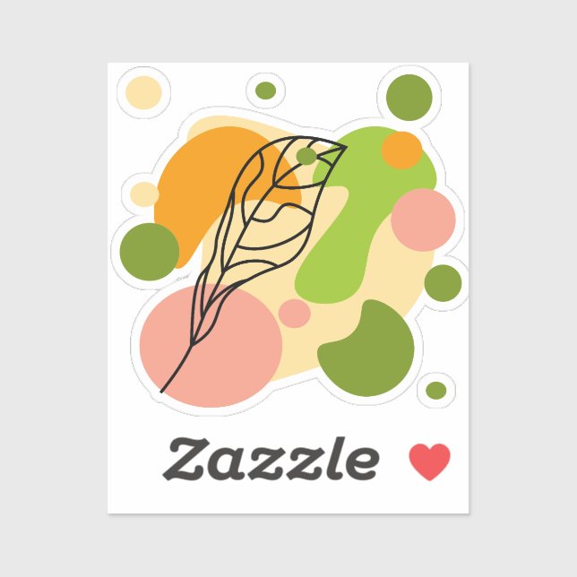 Adesivo Pontos de abstrato interessantes com folhas (Folha)