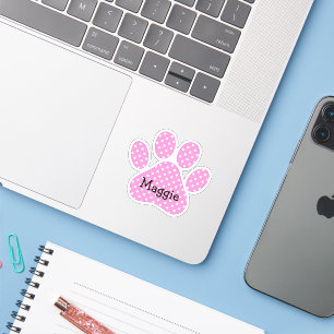 Adesivo Pontos Pink e Branco com Nome