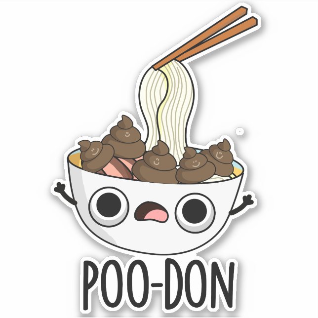 Adesivo Poo-don Funny Udon Pun  (Frente)