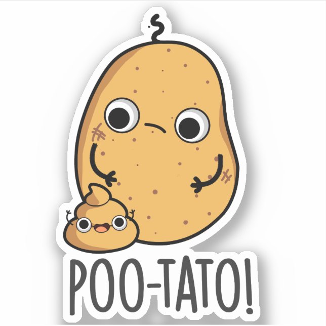 Adesivo Poo-tato Funny Veggie Poop Pun (Frente)
