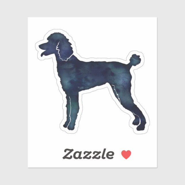 Adesivo Poodle Black Watercolor Silhouette (Folha)