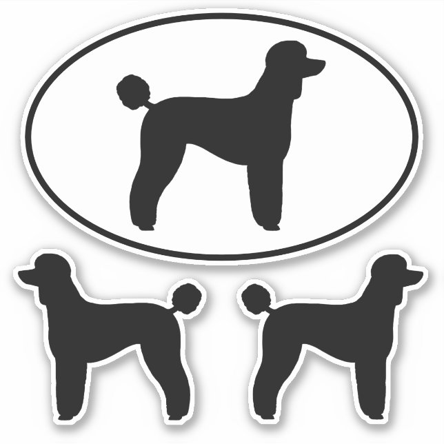Adesivo Poodle Dog Silhouettes Vinil Sticker Set Standard (Frente)