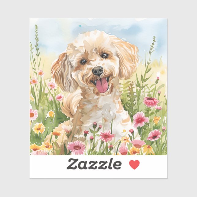 Adesivo Poodle Sticker – Watercolor Design (Folha)