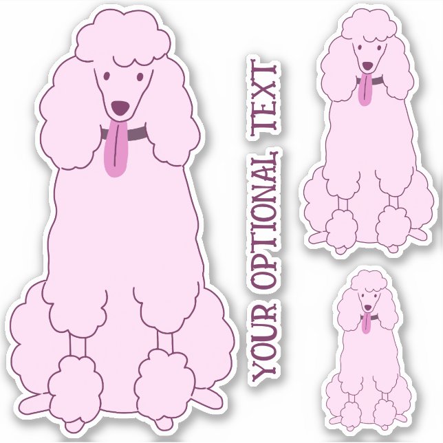 Adesivo Poodles Rosa de Texto Personalizado (Frente)