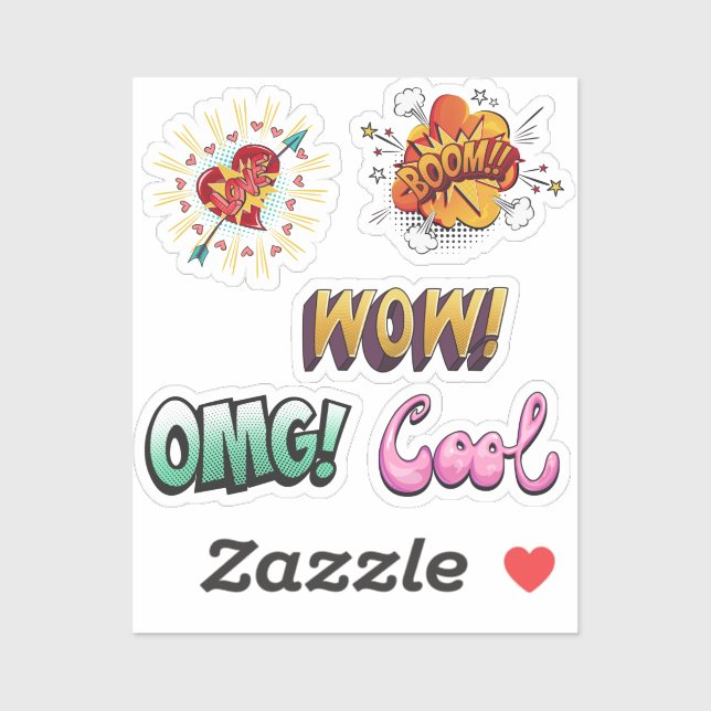 Adesivo Pop de arte em banda desenhada (Folha)