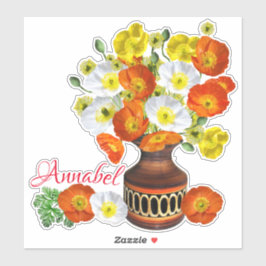 Adesivo Poppies Insulares Personalizados no Vase Sticker