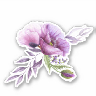 Adesivo Poppies roxos lindos