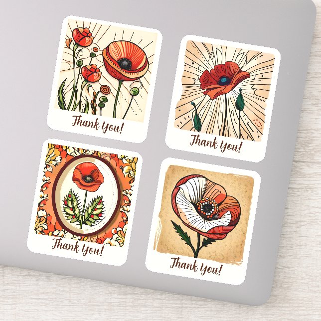 Adesivo Poppy Flowers Groovy Personalizado (Detalhe)