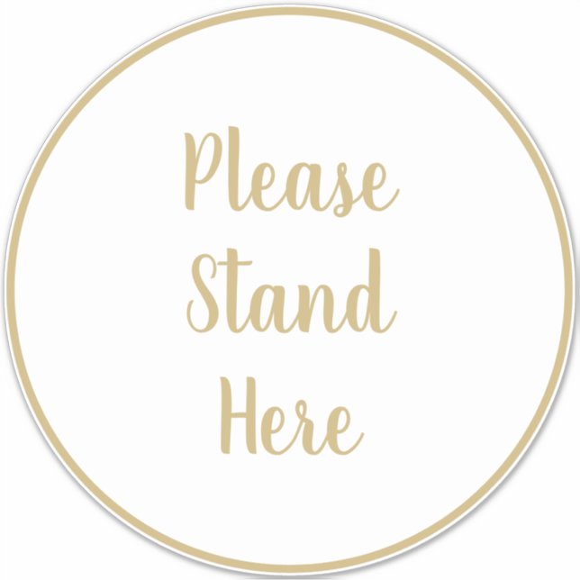 Adesivo Por favor, fique aqui com o texto dourado personal (Frente)