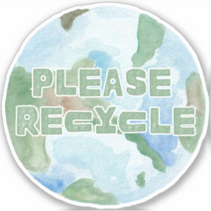 Adesivo Por favor, Reciclar Planeta Terra — Pastel de Aqua