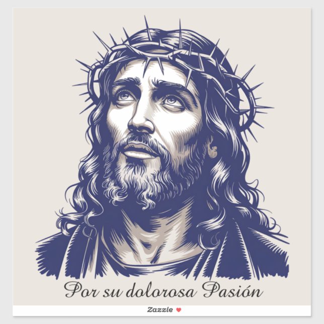 Adesivo Por su dolorosa Pasión - Retrato de Jesus (Folha)