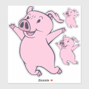 Adesivo Porco cor-de-rosa feliz que salta Thunder_Cove