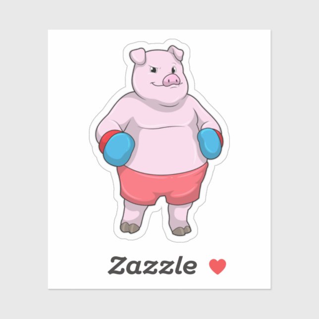 Adesivo Porco na caixa com luvas in a box (Folha)