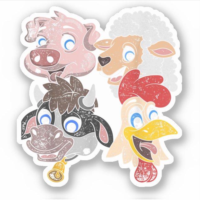 Adesivo Porco Ovelino Galinha Bebês Crianças Engraçadas Sq (Frente)