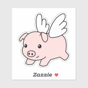 Adesivo Porco Voador de Cartoon - Leitura de Cachorro com 