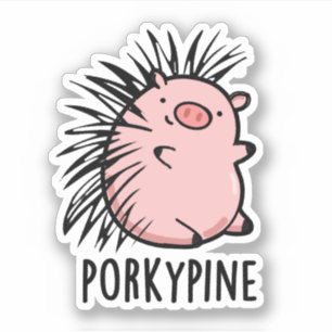 Adesivo Porky-Pine Funny Porcupine Pig Pun