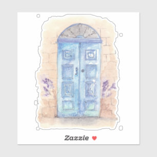 Adesivo Porta azul da arte do watercolour