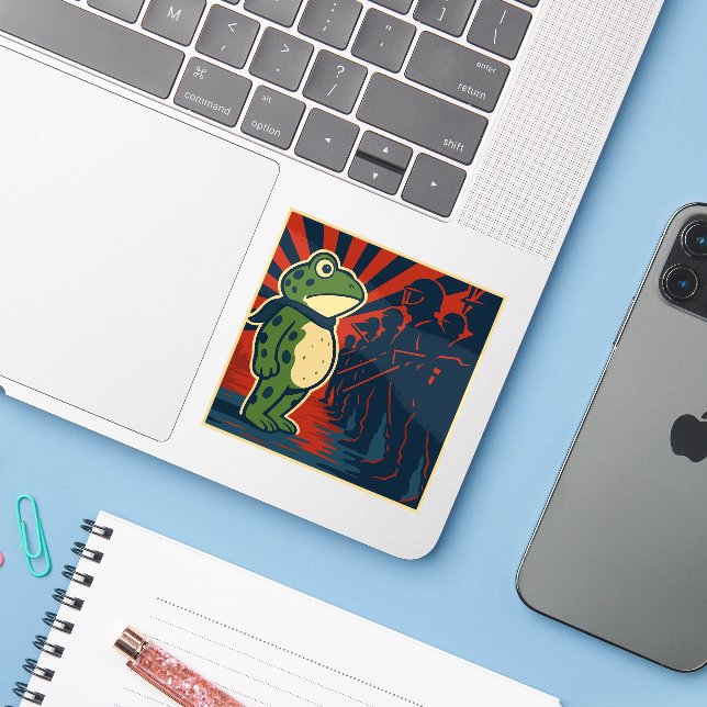 Adesivo Portland Frog Protest (Notebook com iPhone)