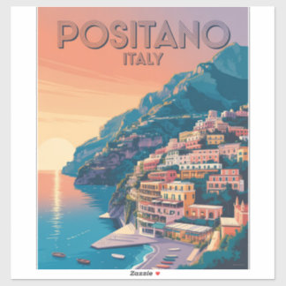 Adesivo Positano Itália Viagem Vintage