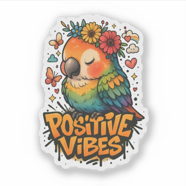 Adesivo “Positive Vibes” Parrot (Frente)