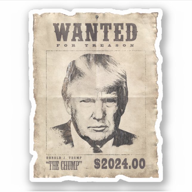 Adesivo Poster de Trump procurado - procurado por traição (Frente)