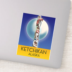Adesivo Poster de viagens de pólo de Totem de Ketchikan