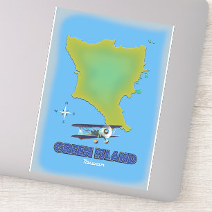 Adesivo poster de viagens de Taiwan da Ilha Verde.