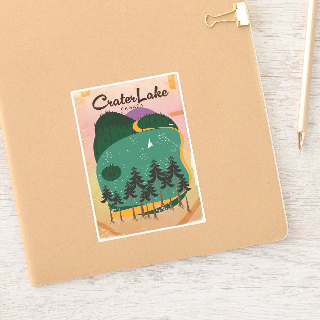 Adesivo Poster de viagens do lago de cratera do Canadá (Notebook)