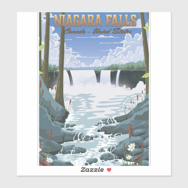Adesivo Poster de viagens Niagara Falls (Folha)