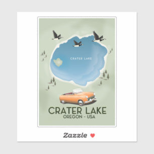 Adesivo Poster do mapa do viagem de Oregon do lago crater